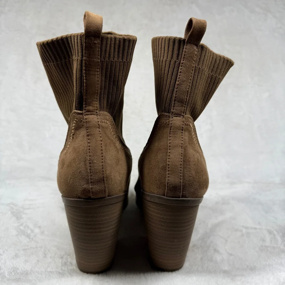 Universal Thread Womens Cognac Brown Faux Suede Sock Ankle Boots 11 096107344