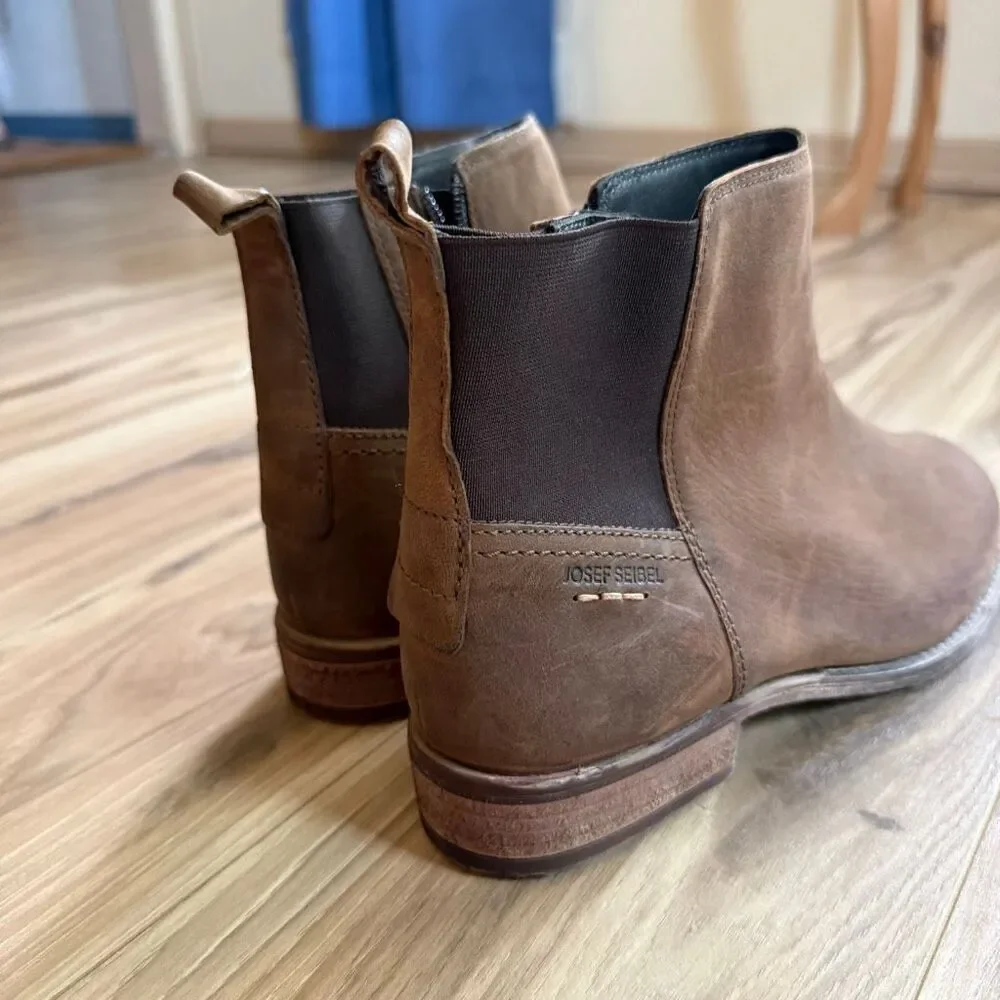 NWOT JOSEF SEIBEL SIENNA 08 BROWN LEATHER ANKLE BOOT WOMEN'S Size 10.5 (41)