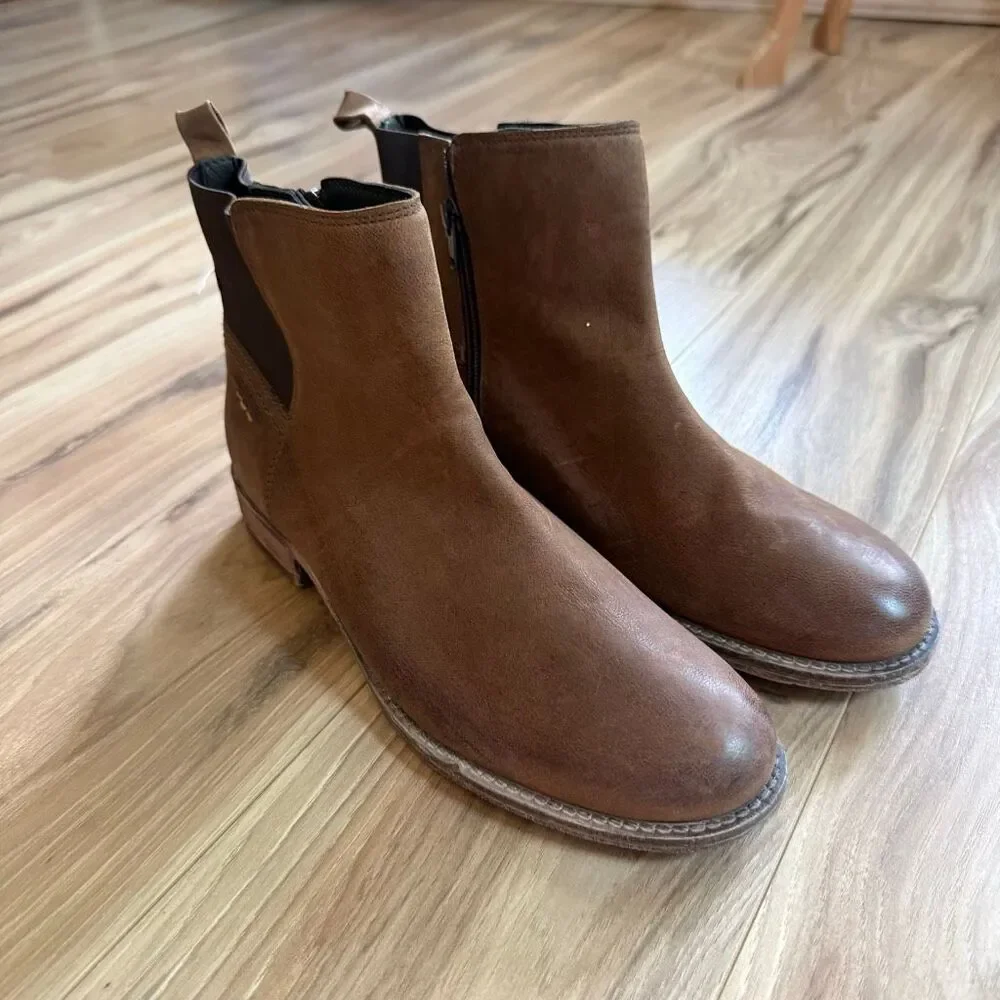 NWOT JOSEF SEIBEL SIENNA 08 BROWN LEATHER ANKLE BOOT WOMEN'S Size 10.5 (41)