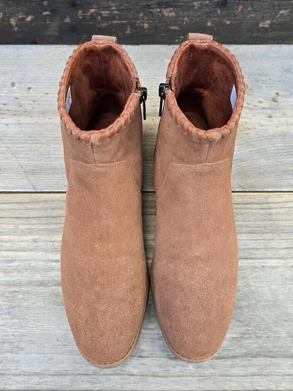 Toms NEW Delilah Western Boho Minimalist Suede Whipstich Block Heel Bootie 6.5M