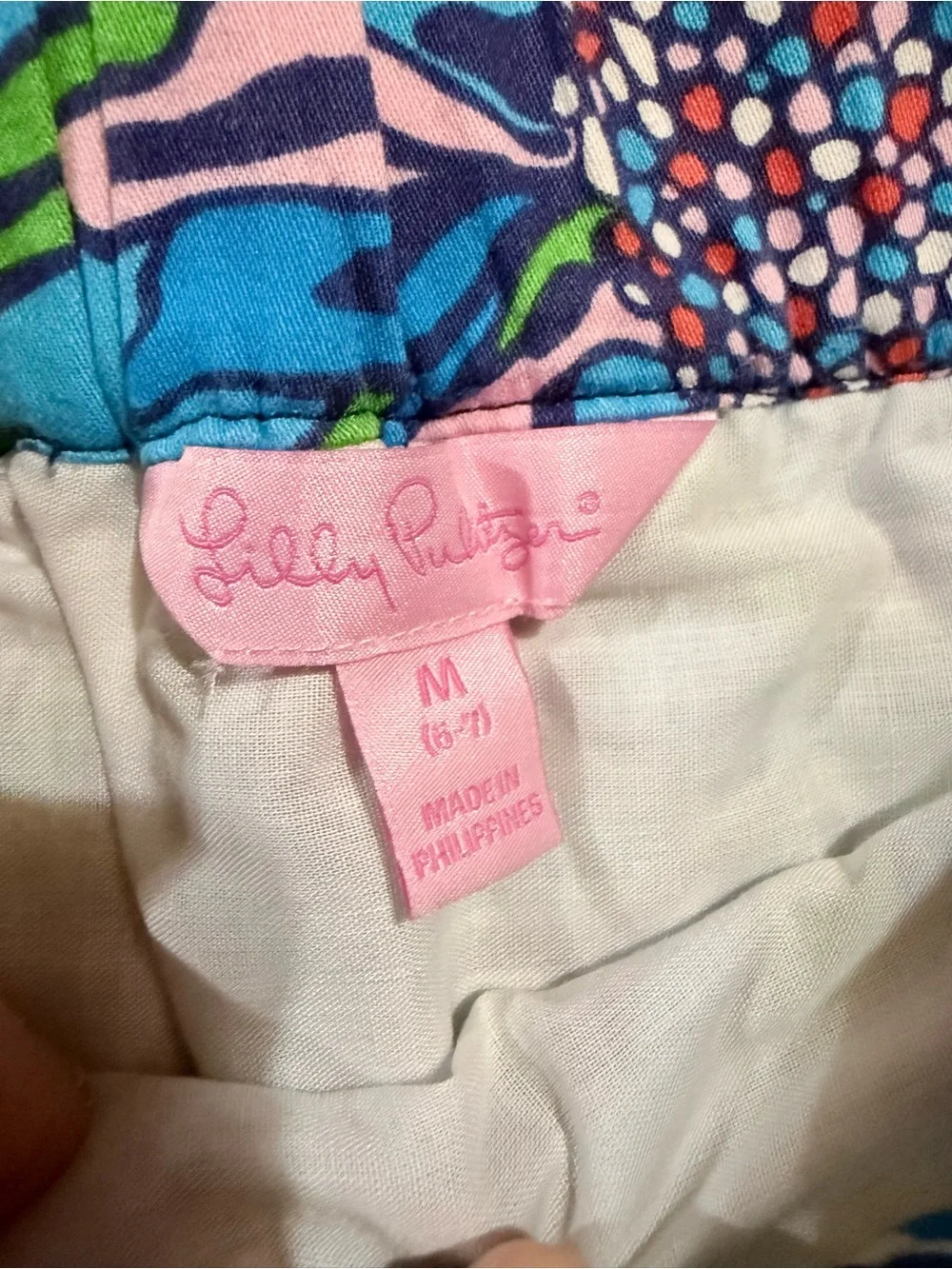 Lilly Pulitzer Blue, Green & Pink Floral Skater Skirt with Drawstring