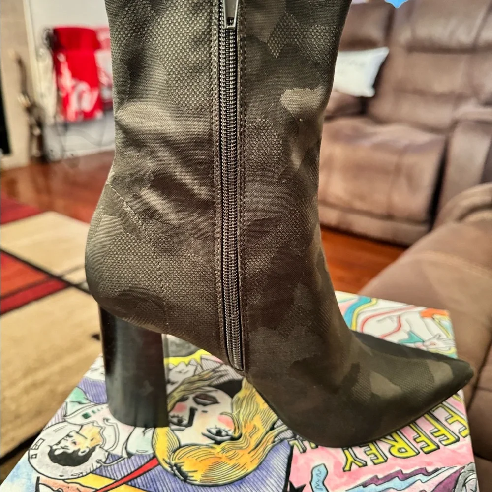 Jeffrey Campbell camo black booties