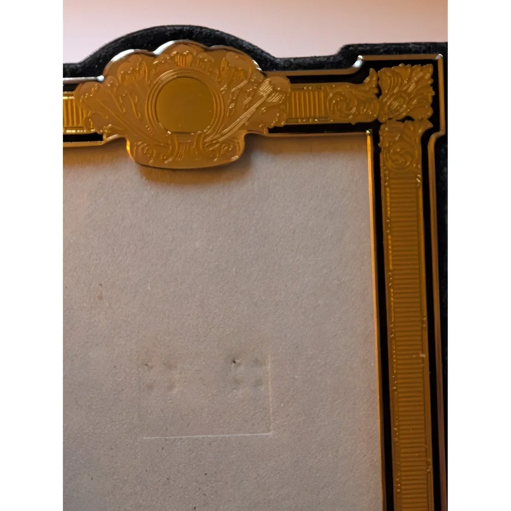 Art Deco VTG Gold & Black Ornate Mini Picture Frame 4.5x6 Neoclassical Regency