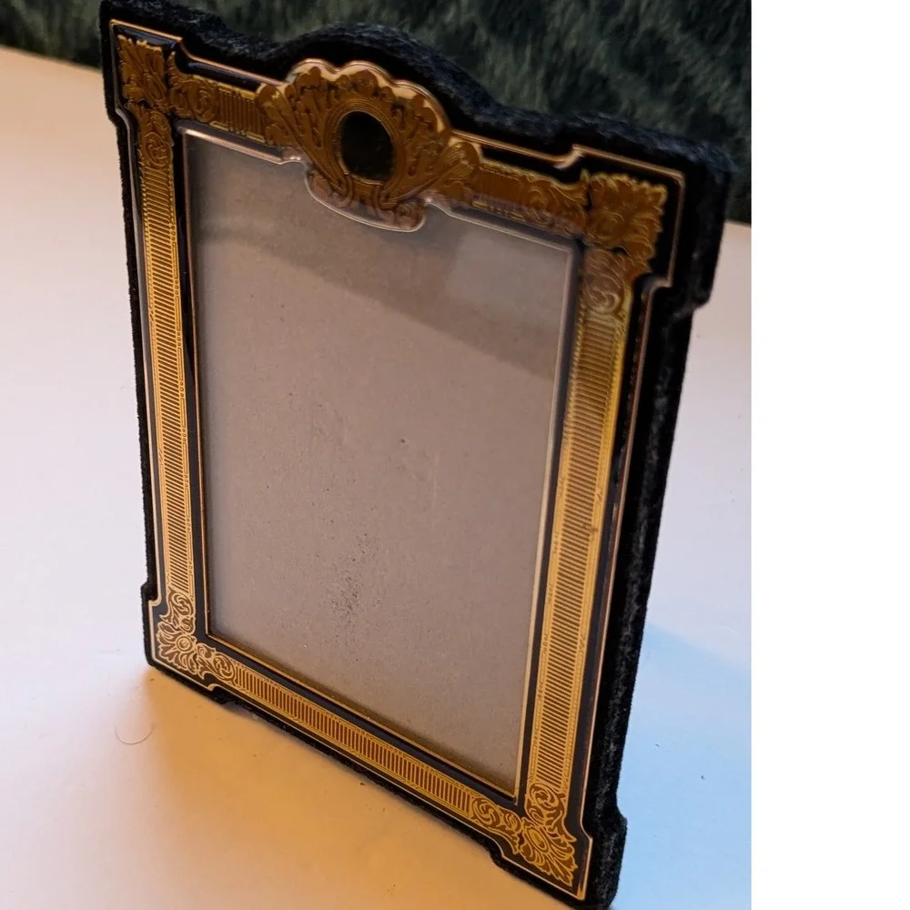 Art Deco VTG Gold & Black Ornate Mini Picture Frame 4.5x6 Neoclassical Regency