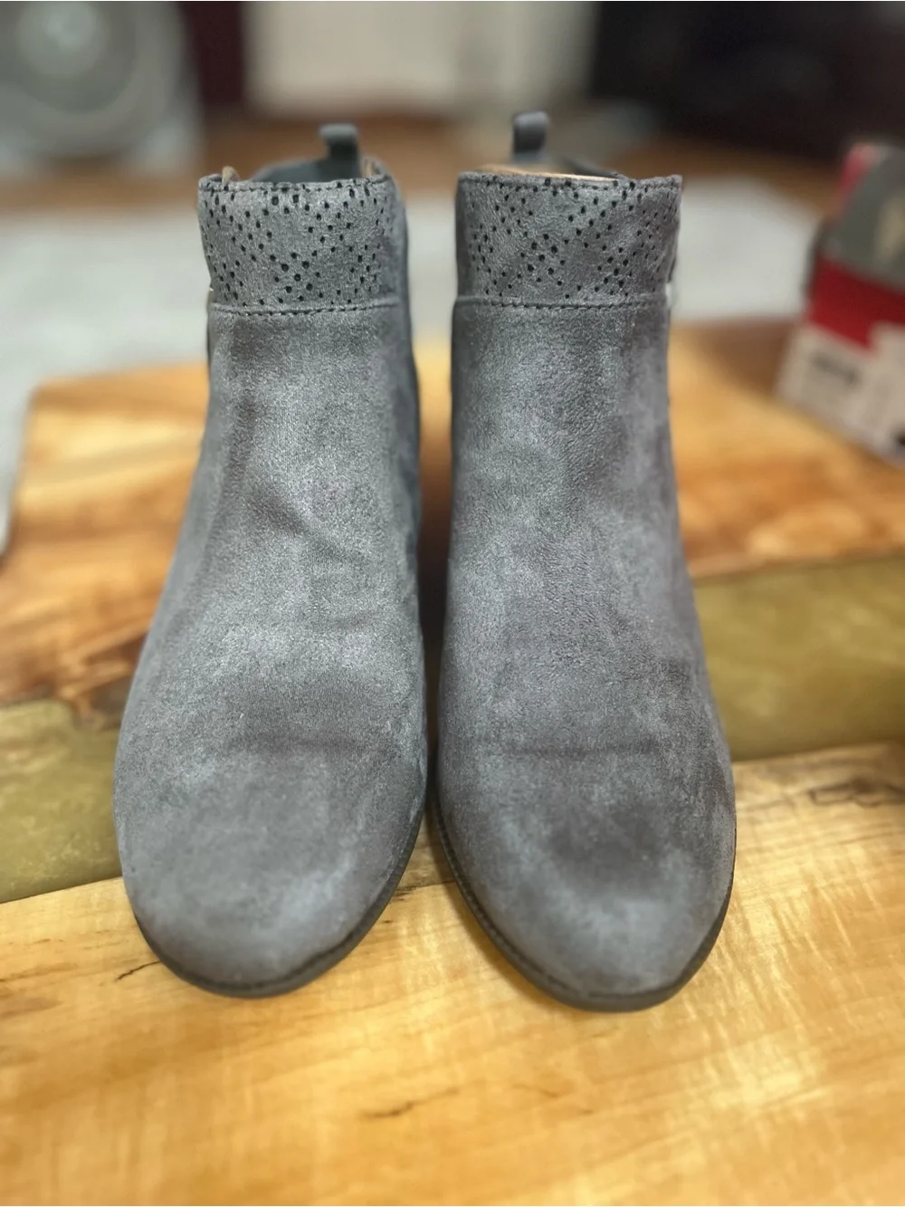 Dr. Scholl's Gray Suede Perforated Ankle Bootie with Side Zip