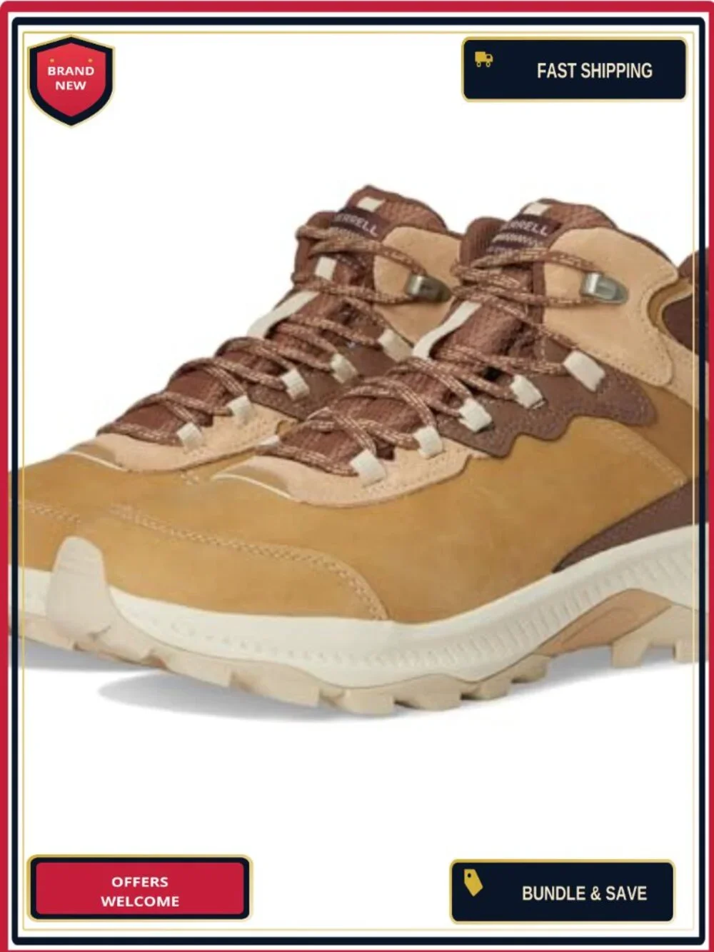 Waterproof Merrell Hiking Boots Mid Calf Ankle Leather Lace Up Womens