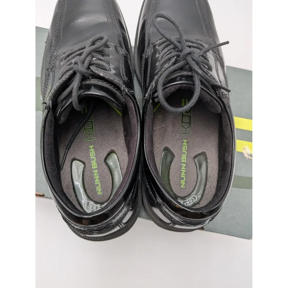 Nunn Bush Oxford Mens 8 Black Bartole ST Leather Bicycle Toe Comfort Gel‎ Dress