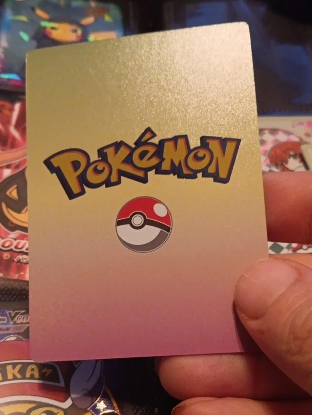 Pokemon pink blue gold holographic Bocchi The Rock! character card