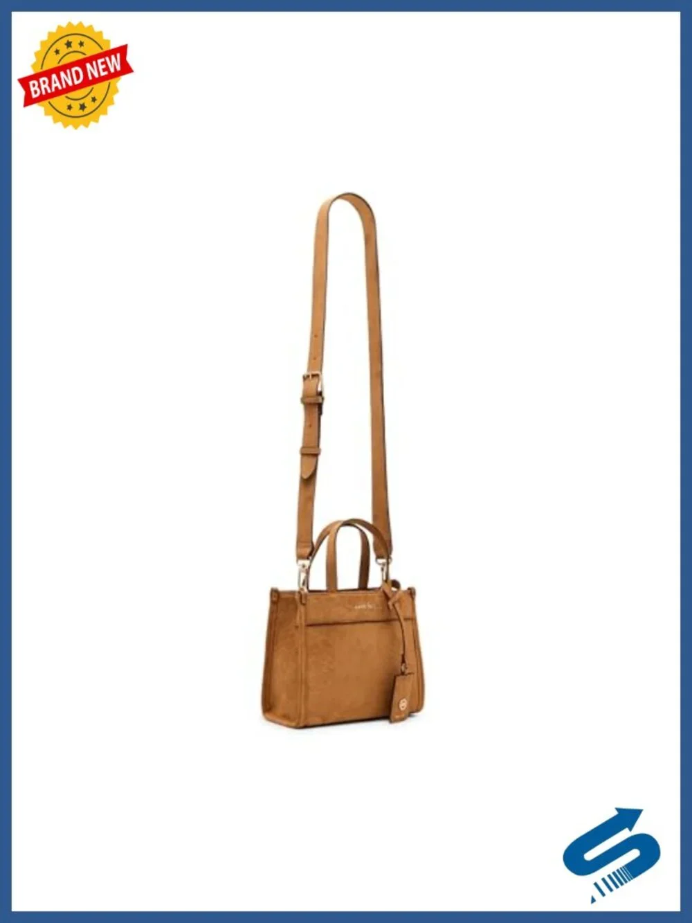 Faux Suede Mini Tote with Textured Finish, Top Handle, Snap Closure