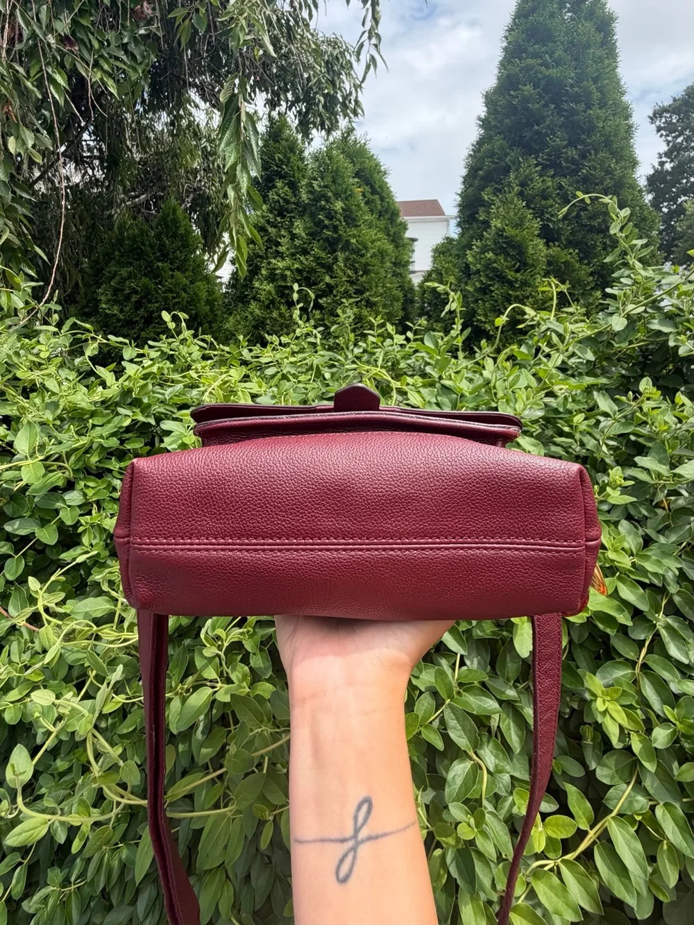 Fossil Kinley Burgundy Leather & Suede Crossbody Bag Boho Coquette Flap Purse