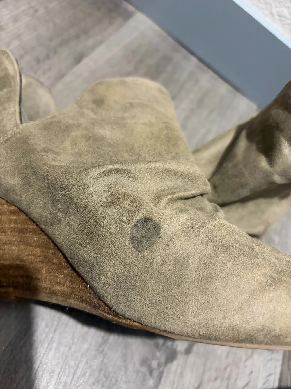 Women’s Taupe Faux Suede Wedge Ankle Booties Size 9