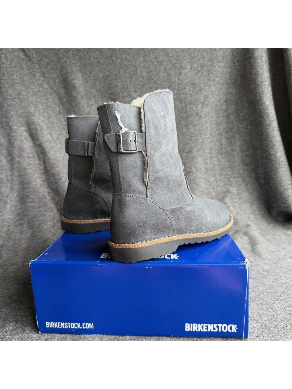Birkenstock Uppsala Shearling Boots Womens Size 9 Gray Suede Mid Calf Winter