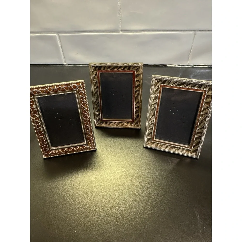 Brass  Enamel Mini Photo Frames Multicolored Set‎ Of 3
