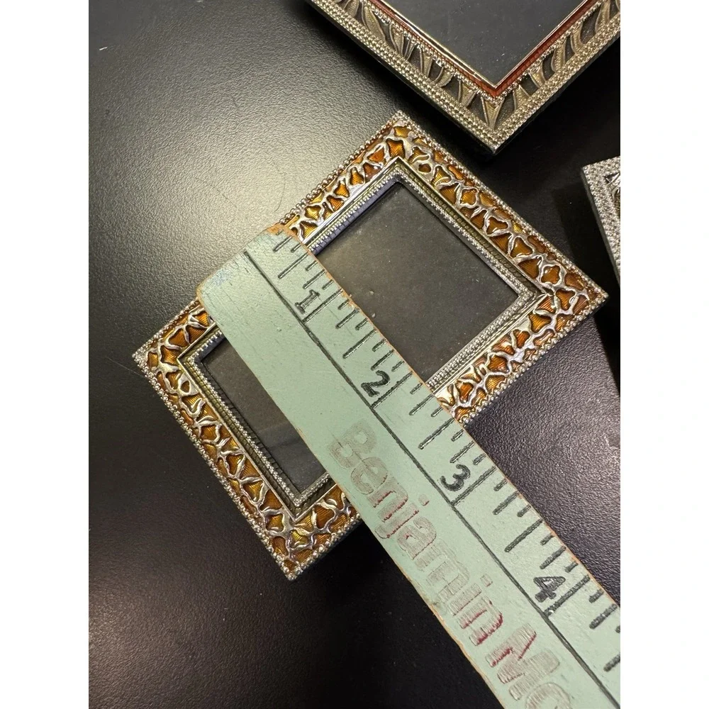 Brass  Enamel Mini Photo Frames Multicolored Set‎ Of 3