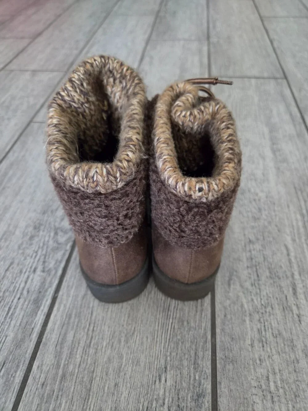White Mountain Savada Boots Sweater Knit Lace-Up Ankle Brown Women's Size 7.5