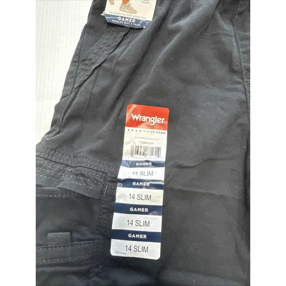 Wrangler Boys Five Star Gamer Cargo Jogger Pants Black NWT Size 14 Slim