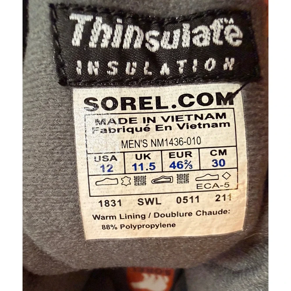 Sorel Mens NM1436-010 Black Suede Thinsulate Winter Snow Boots Zip Up Sz 12