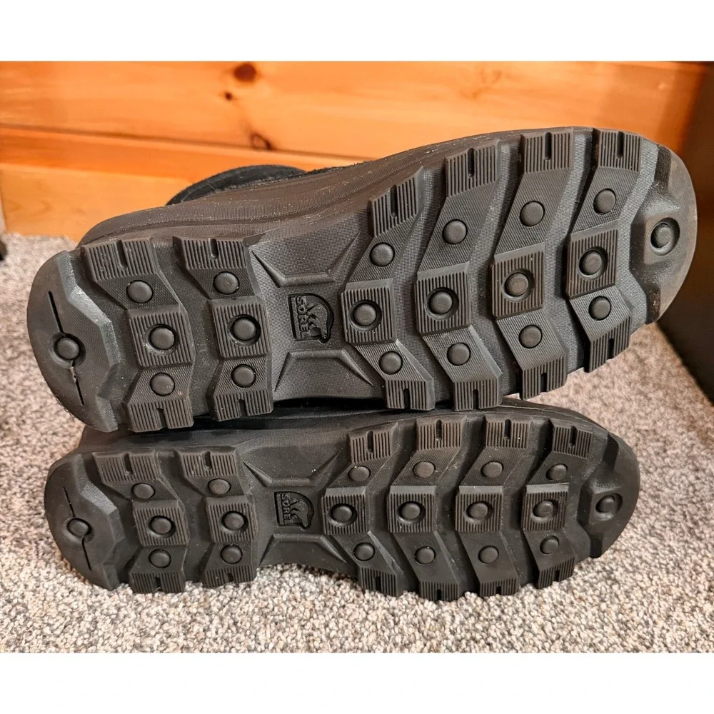 Sorel Mens NM1436-010 Black Suede Thinsulate Winter Snow Boots Zip Up Sz 12