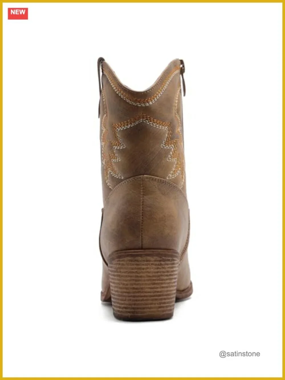 Faux Leather Cowgirl Ankle Boots for Women Western Booties with Side Zipper