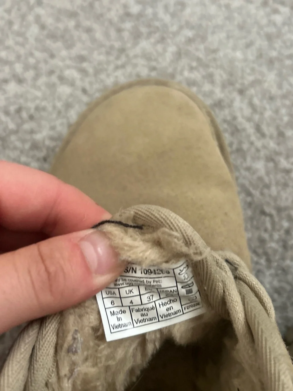 UGG Tan Suede Lace-Up Ankle Bootie with Shearling