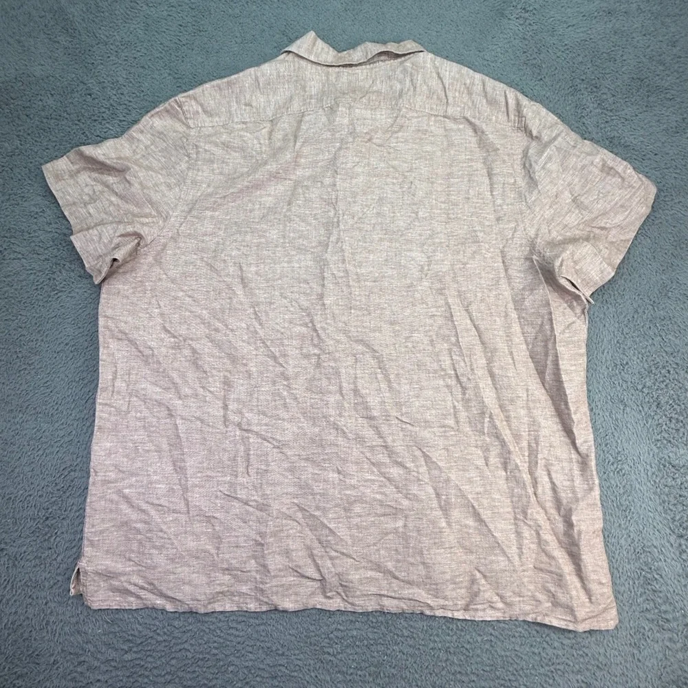 Banana Republic Shirt Mens XXL Tan Linen Blend Short Sleeve Camp Collar 708936
