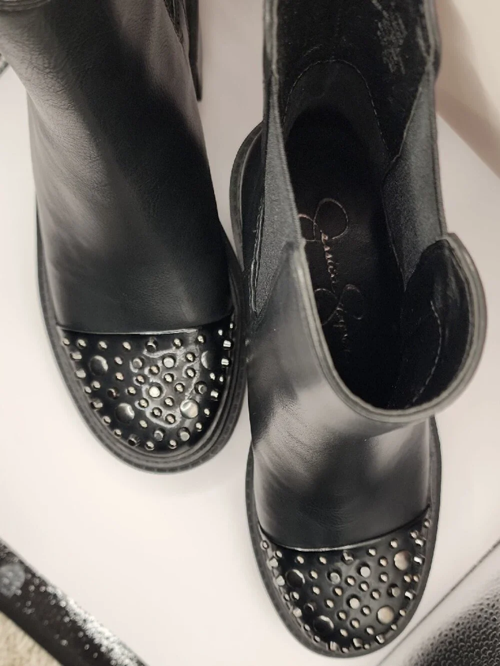 Jessica Simpson Black Studded Chelsea Platform Booties
