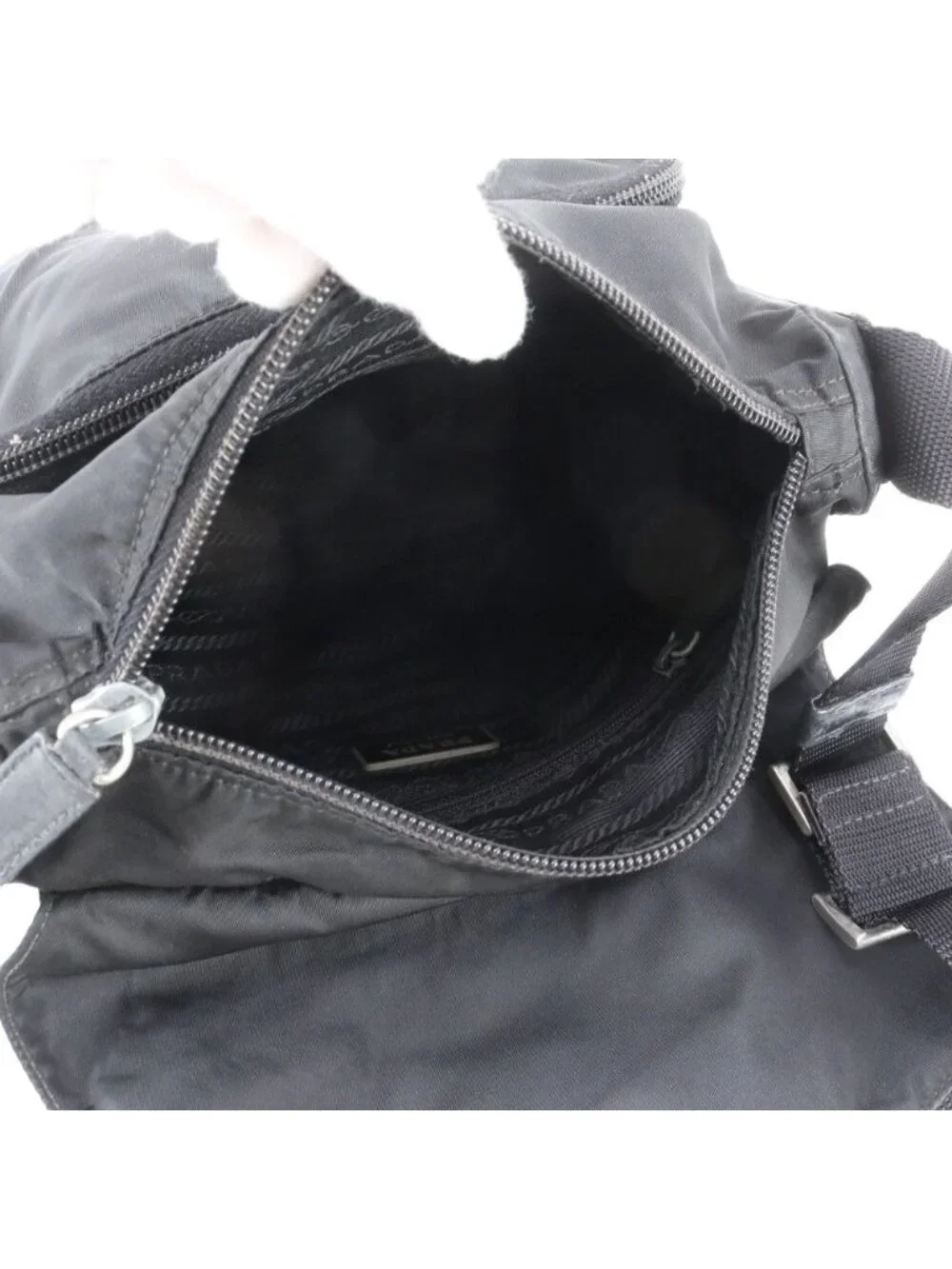 Prada Tessuto Nylon Triangle Logo Leather Shoulder Bag Crossbody Messenger