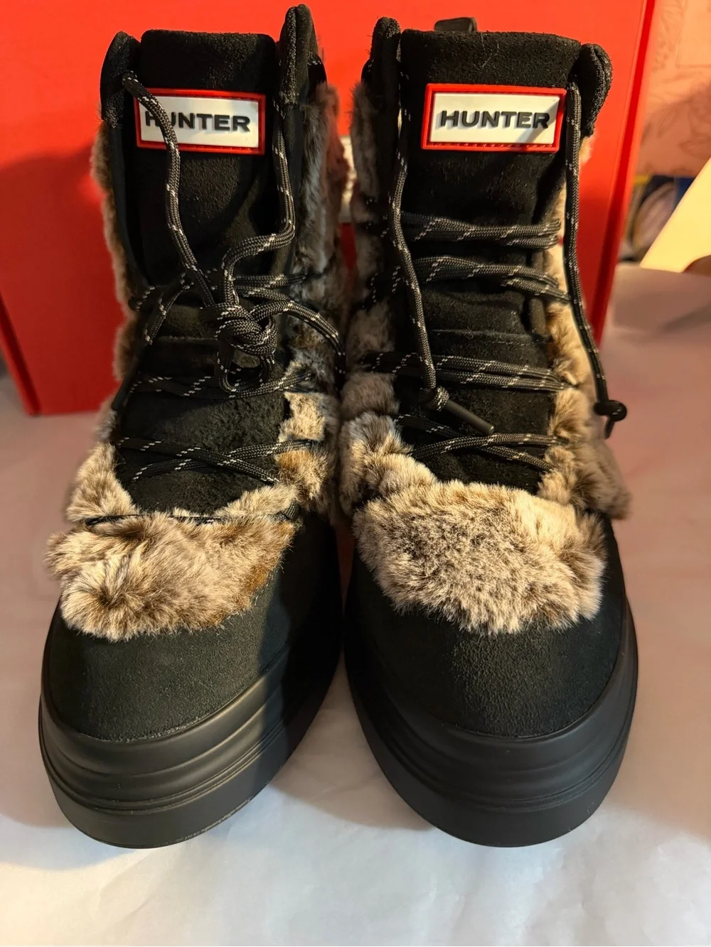 HUNTER Waterproof Faux Fur Trimmed Lace Up 🖤