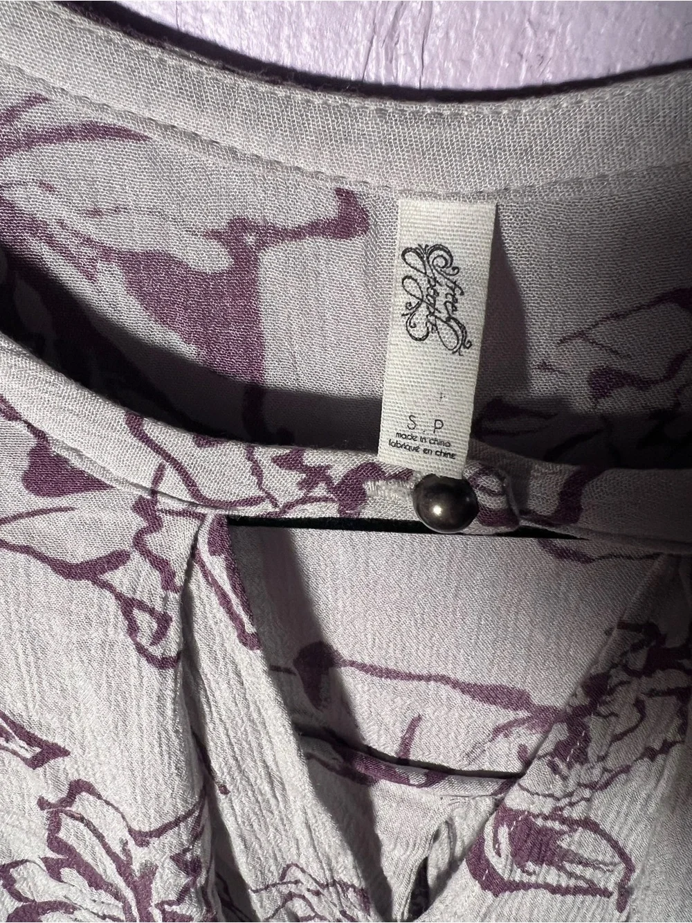Free people Women’s Floral Keyhole Blouse in Light Cream and Mauve