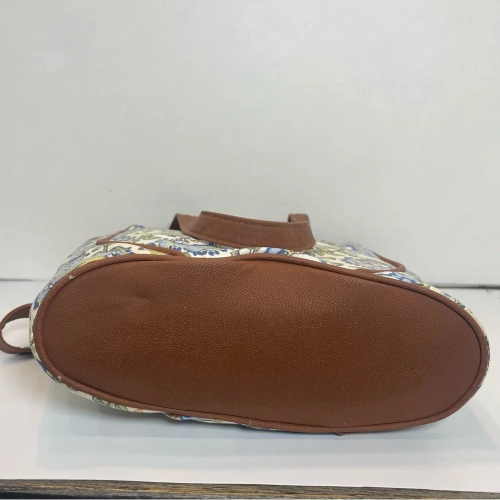 Longaberger Small Tote Bag,  Faux Leather Trim & Handles. Spots noted in picture