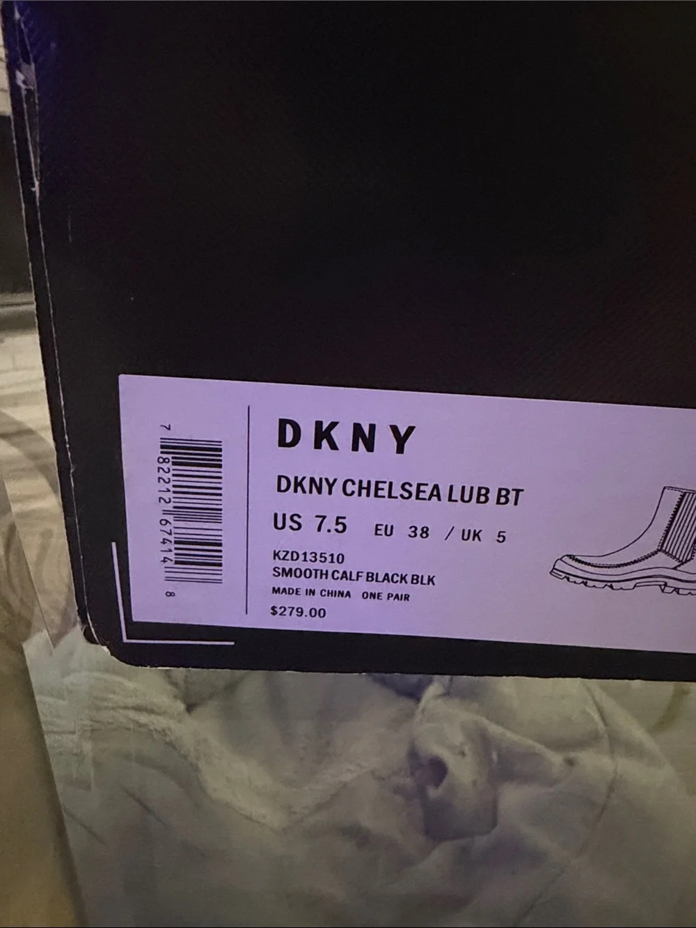 DKNY Black Leather Chelsea Lug Boots