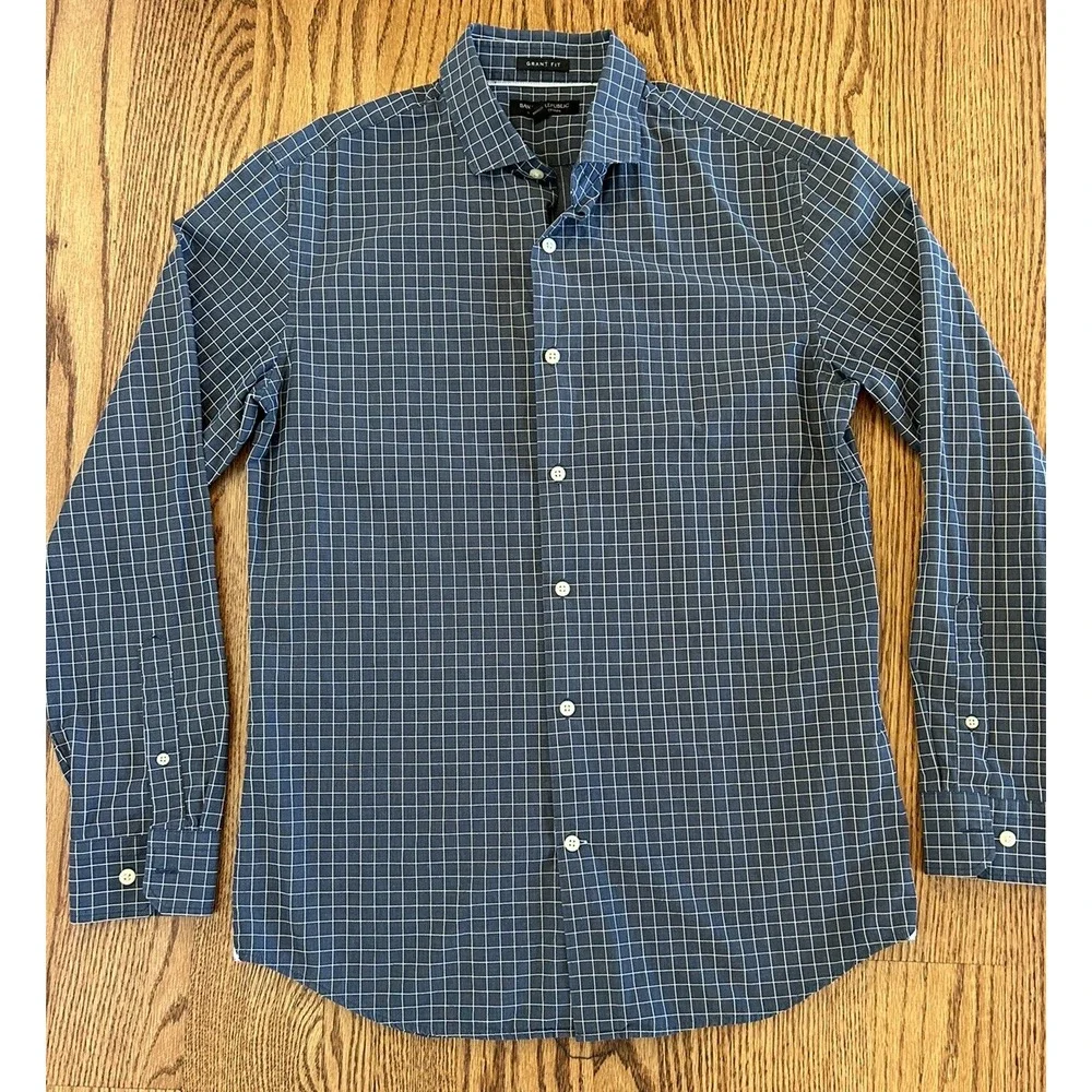 Banana Republic Man's Dress Shirt Plaid Size M Supima Cotton Button Up