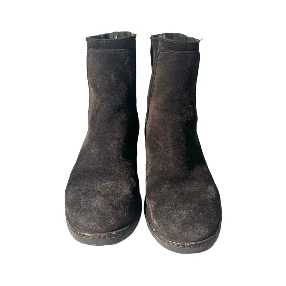 Via Spiga Womens Sz 6 Erisa Chelsea Brown Suede Leather Booties Ankle Boot