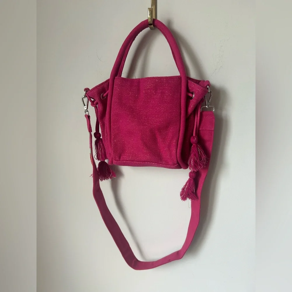 Viral America & Beyond Pink Beaded Butterfly Tote Bag