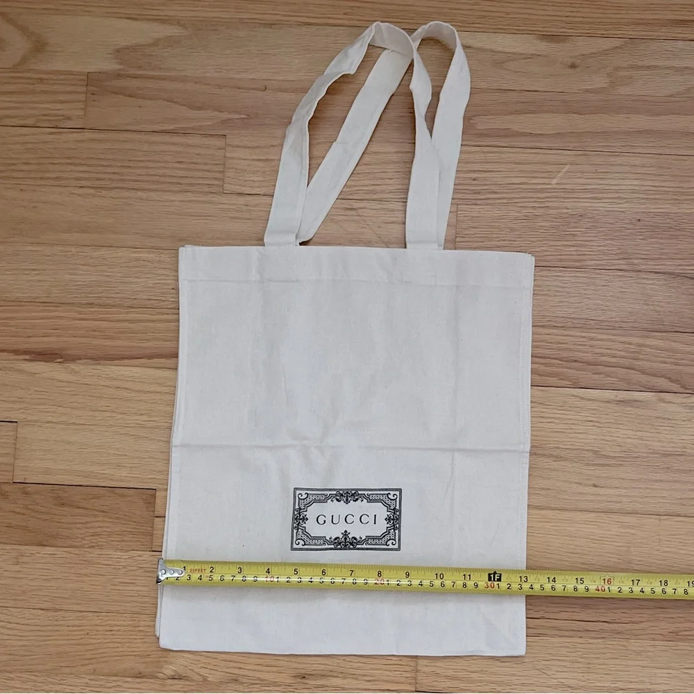 Gucci Cotton Eco Canvas Cotton Reusable Tan Tote Bag Logo Front