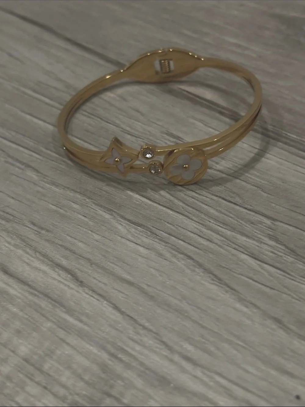 Gold Floral Accent Bangle Bracelet - Unbranded