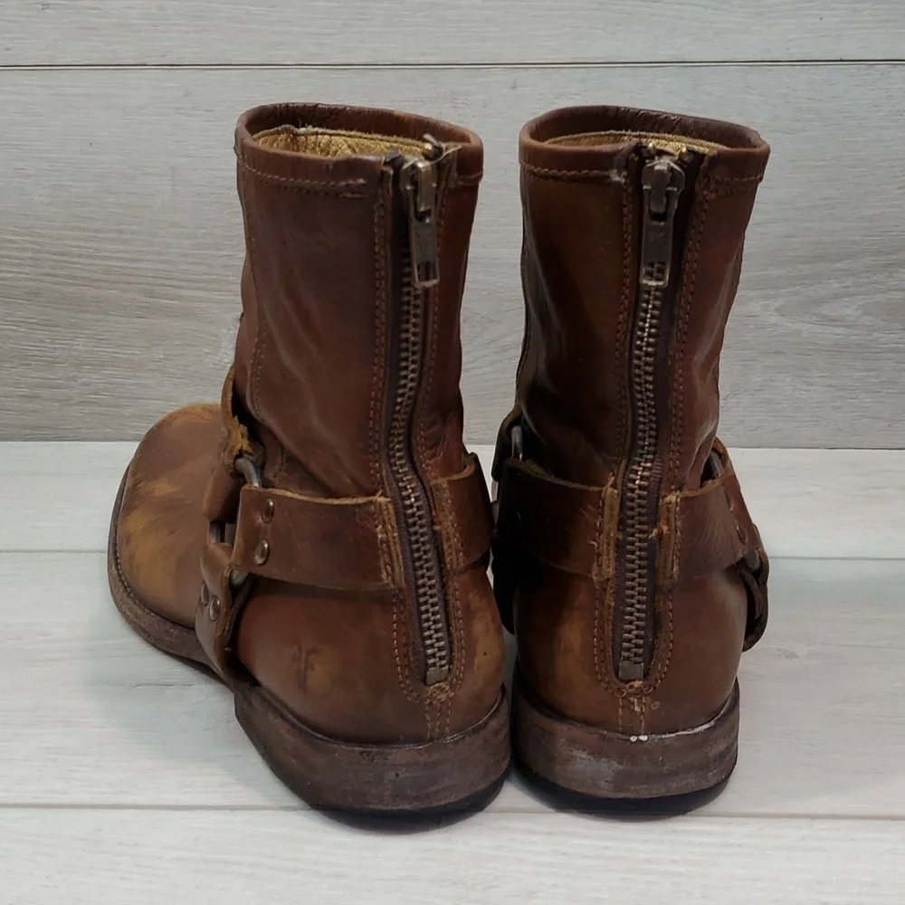 Frye Womens Veronica Harness Ankle Leather Boots Boho shoes sz 9.5B