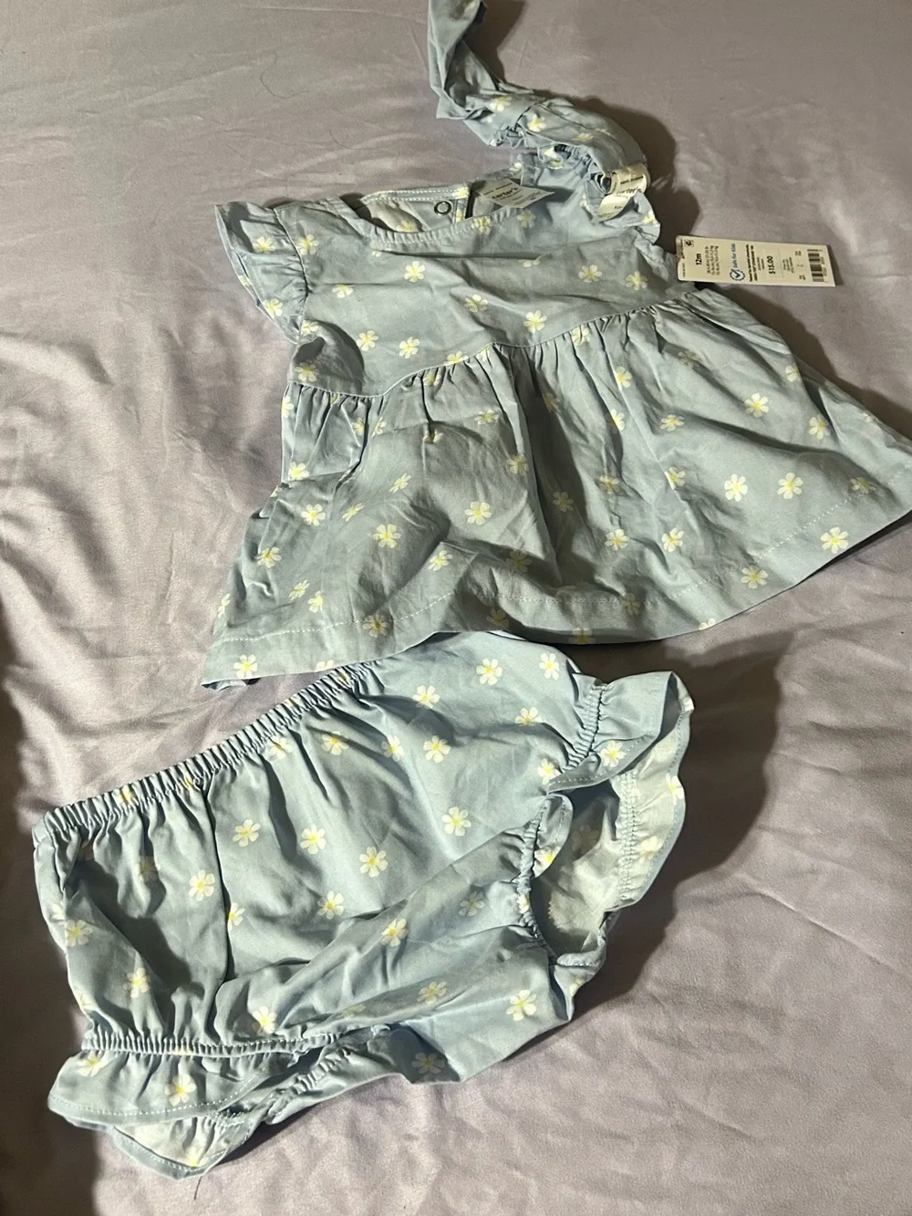 Carter's Light Blue Daisy set with Bloomers - Kids Bottoms