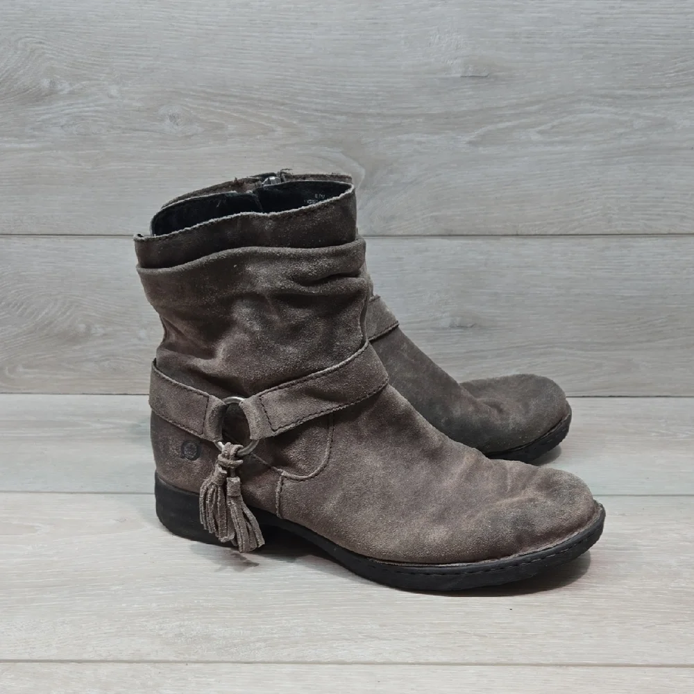 Born Women's Suede Ankle Boots Moto Shoes Sz 8.5M