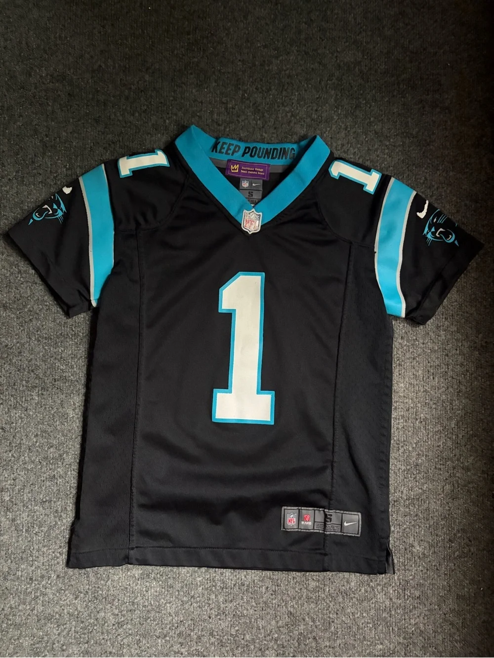Cam Newton Nike Kids Carolina Panthers Black & Blue #1 Jersey