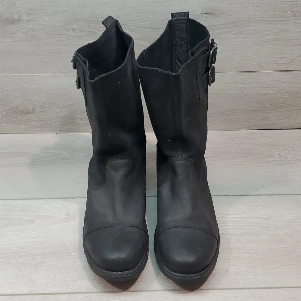 Sorel Women Major Pull on Leather Boots shoes sz 9.5
