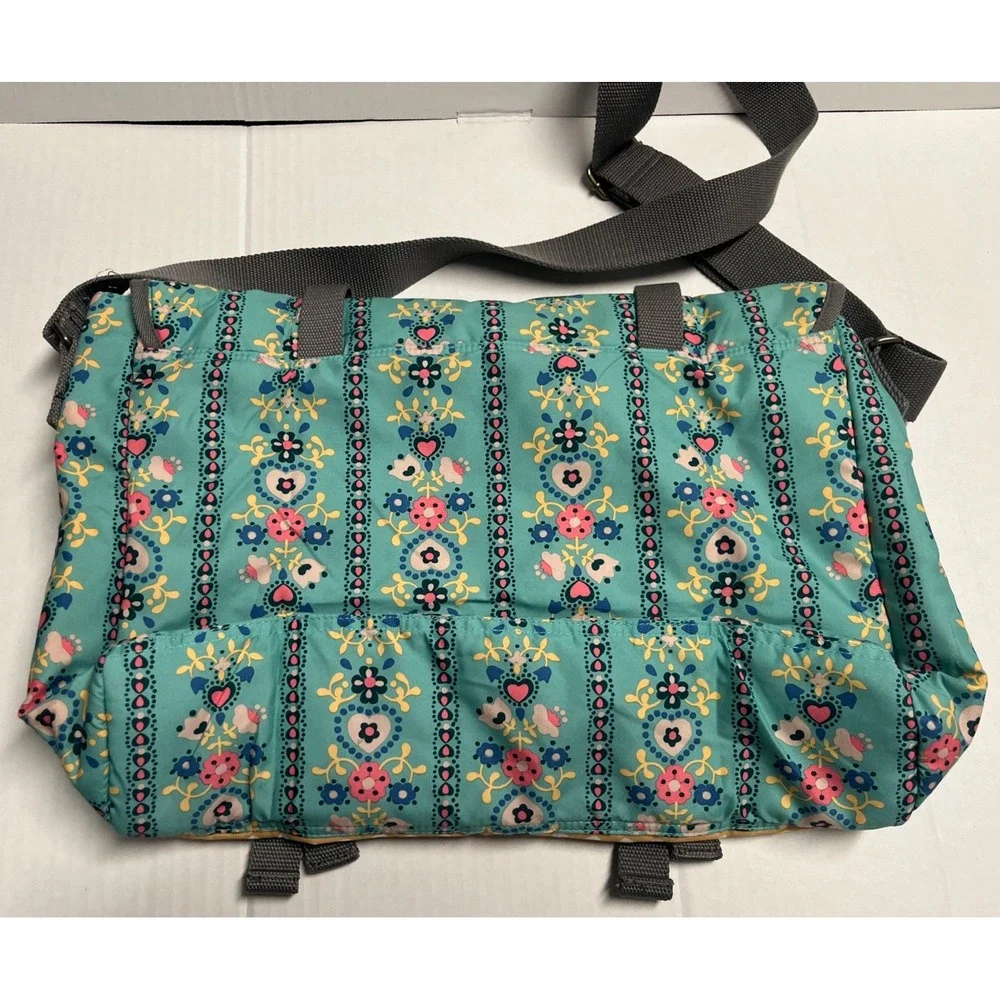 Matilda Jane Folklore Messenger Bag Teal Floral Yellow Polka Dot Diaper Tote Bag