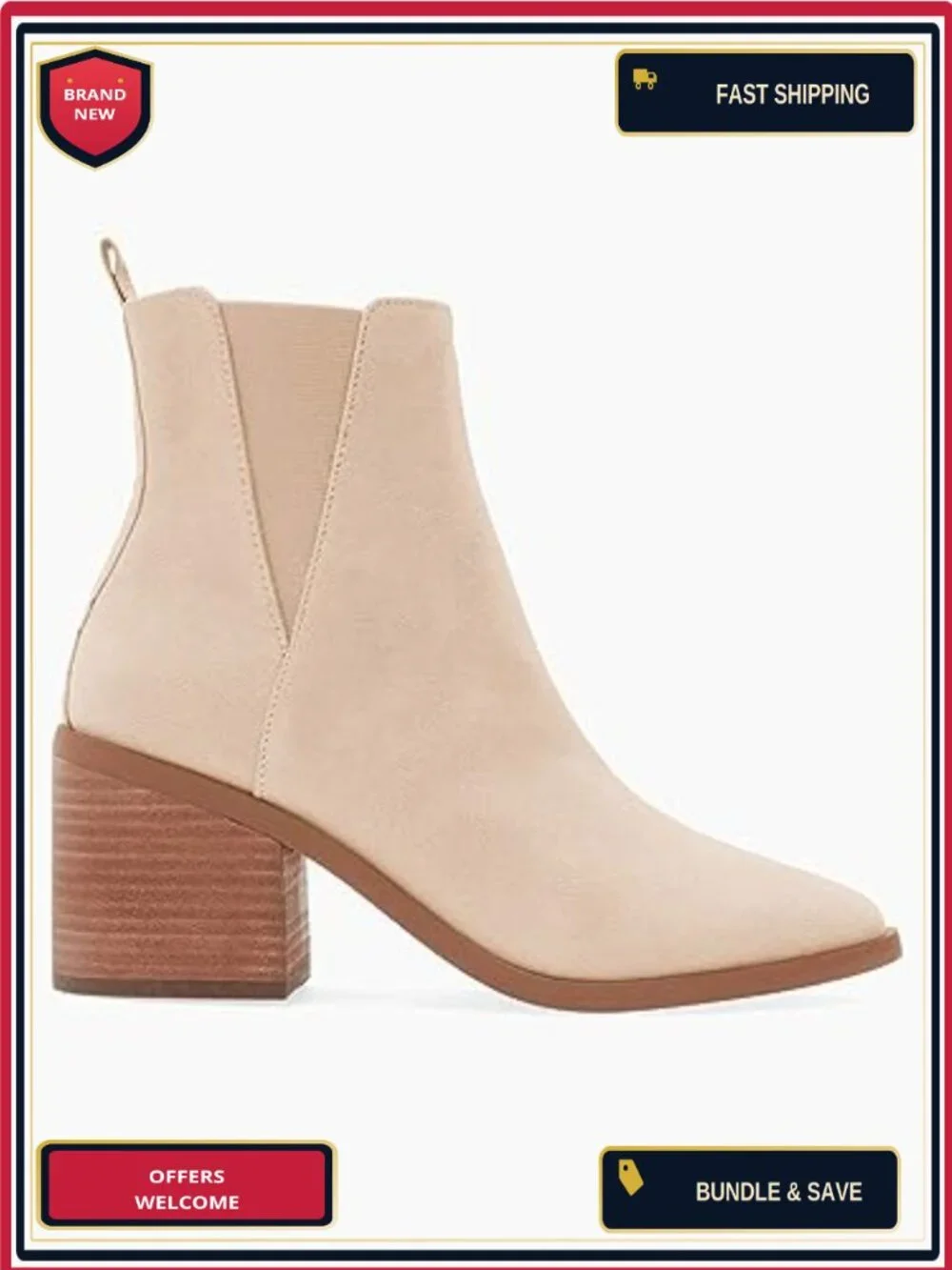 Women's Pointed Toe Ankle Boots Chunky Block Heel Side Zipper Chelsea Booties