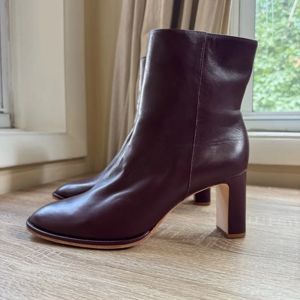 New Reformation Gillian Leather Ankle Boots Ruby Red 8.5