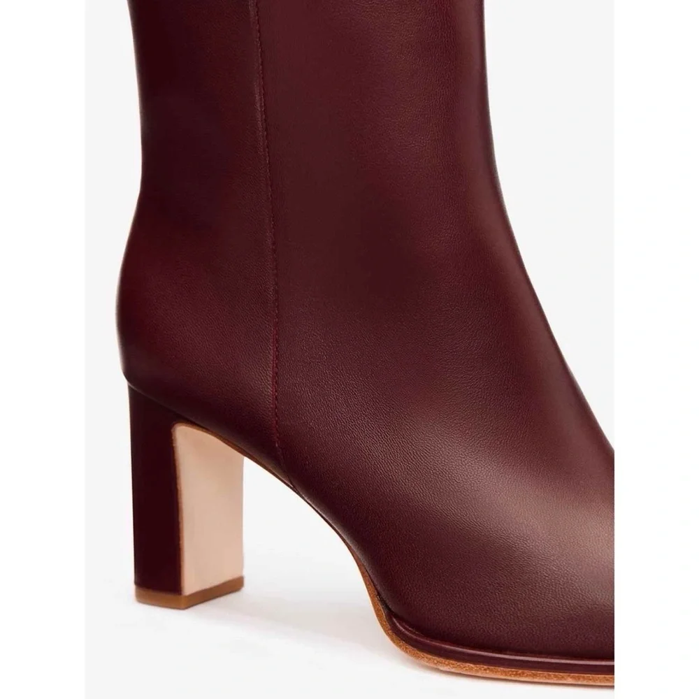 New Reformation Gillian Leather Ankle Boots Ruby Red 8.5