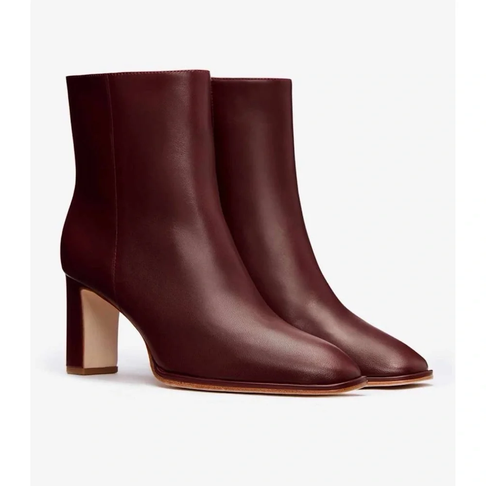 New Reformation Gillian Leather Ankle Boots Ruby Red 8.5