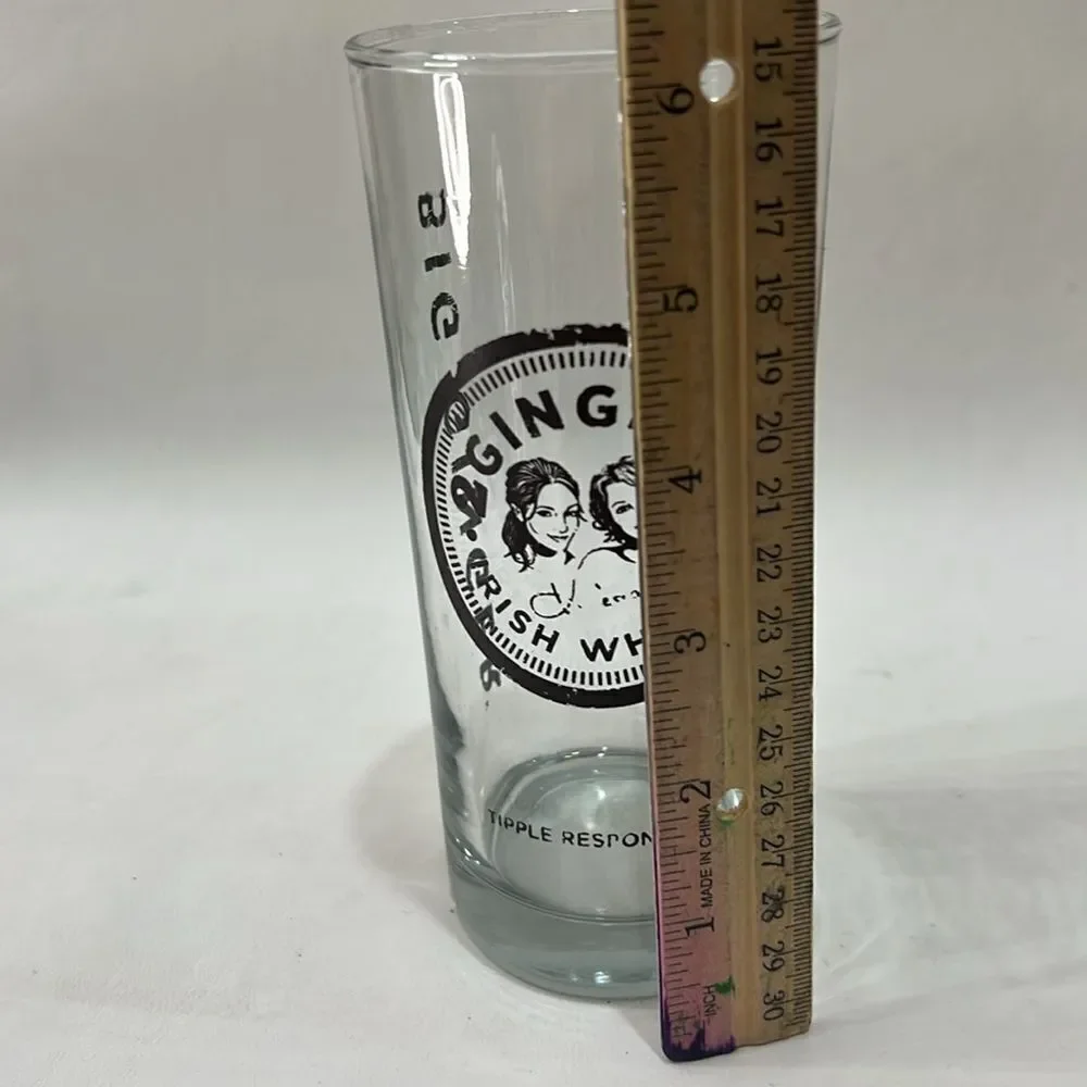 2 Gingers Irish Whiskey Highball Glass 6 1/4 In Tall 3 In Round Clear Brown 16