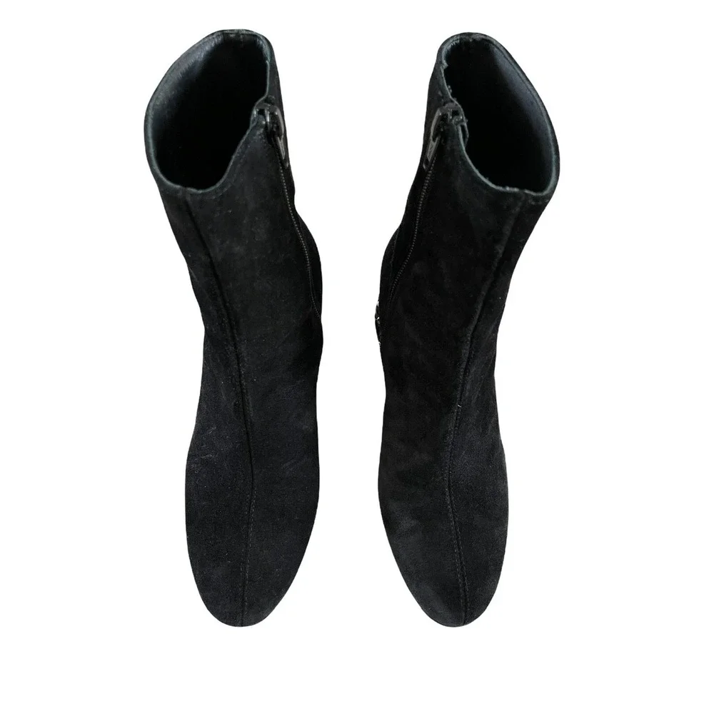 Jeannot Womens Black Suede Block Heels 3D Flowers On Heel Italy US 5.5-6 EUR 36.