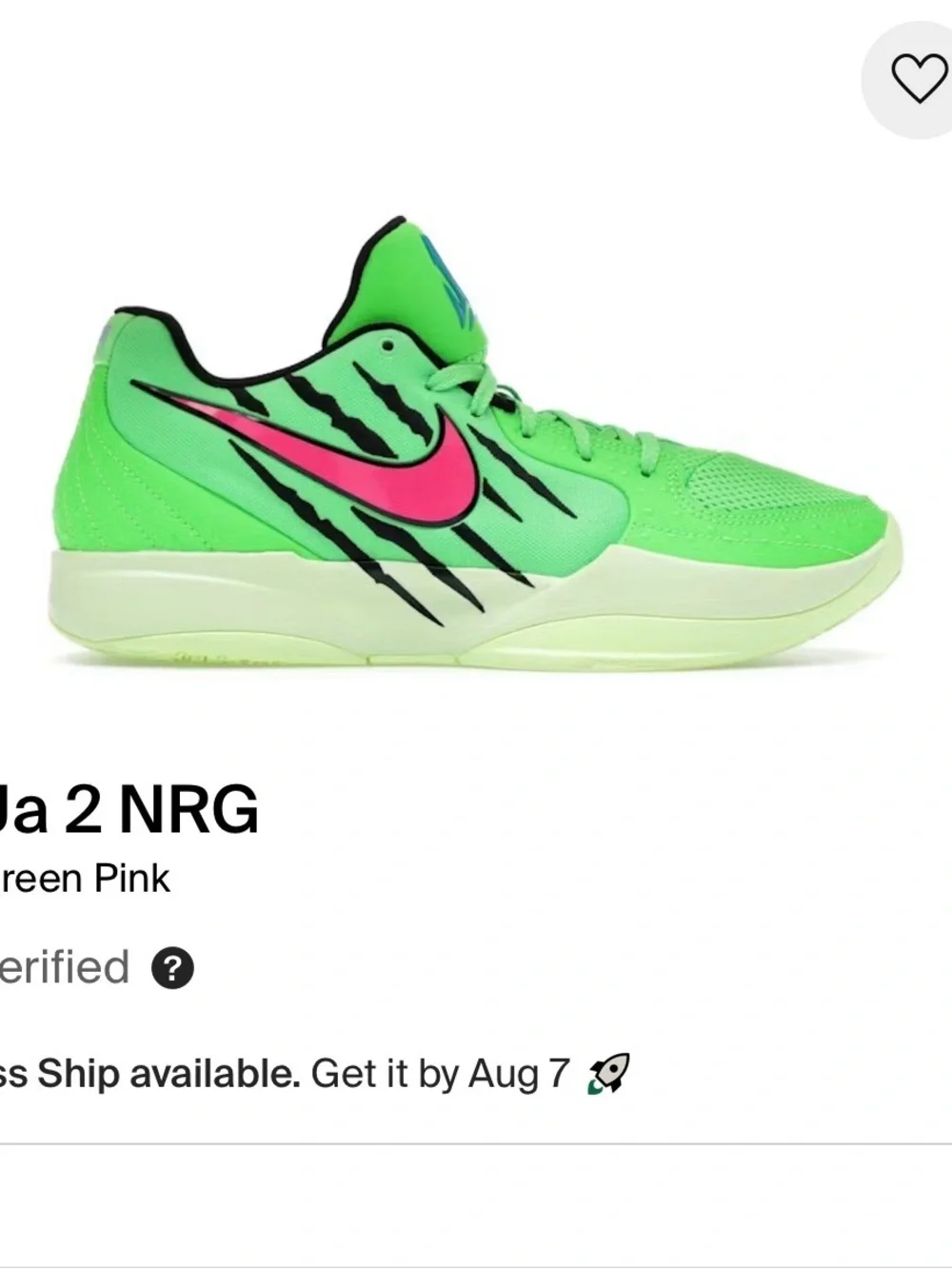 Nike JA 2 NRG NY Box Label - Green Strike, Hyper Pink, Black