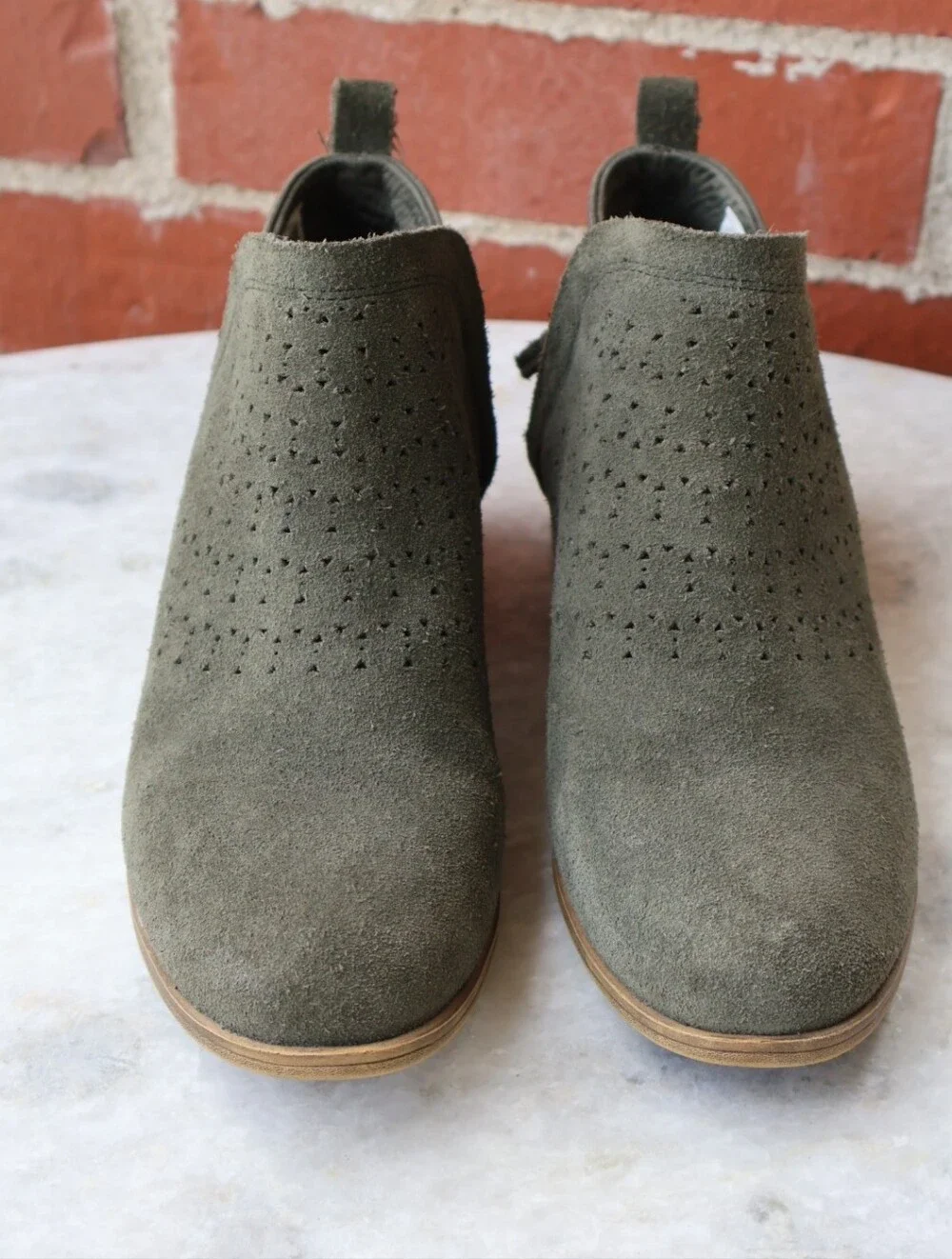 Toms Deia Forest Suede Perforated Ankle Booties.